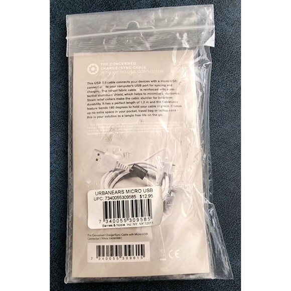 URBANEARS Micro USB Charge Sync Cable for BN NOOK COLOR & Android Devices NEW - Picture 4 of 9